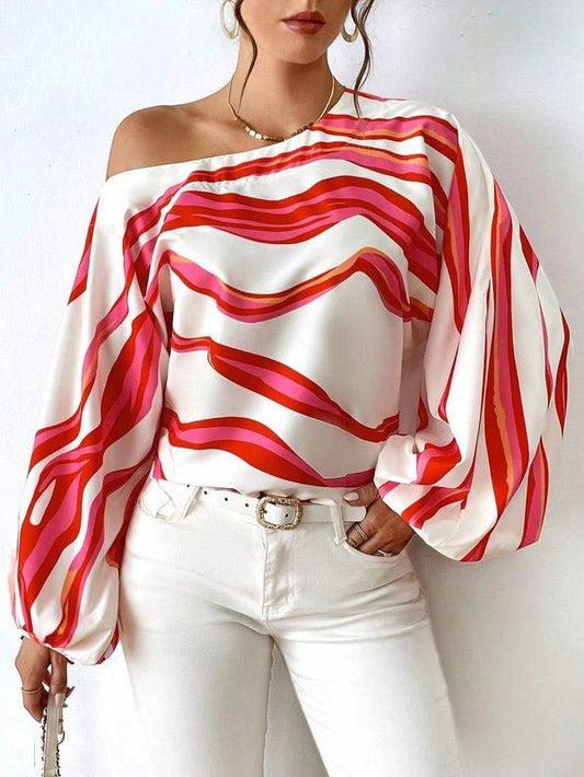 Striped off shoulder blouse - Blu Lotus Boutique