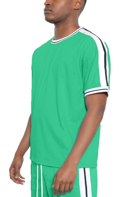 Striped Tape Short Sleeve T-shirt - Blu Lotus Boutique