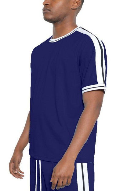 Striped Tape Short Sleeve T-shirt - Blu Lotus Boutique