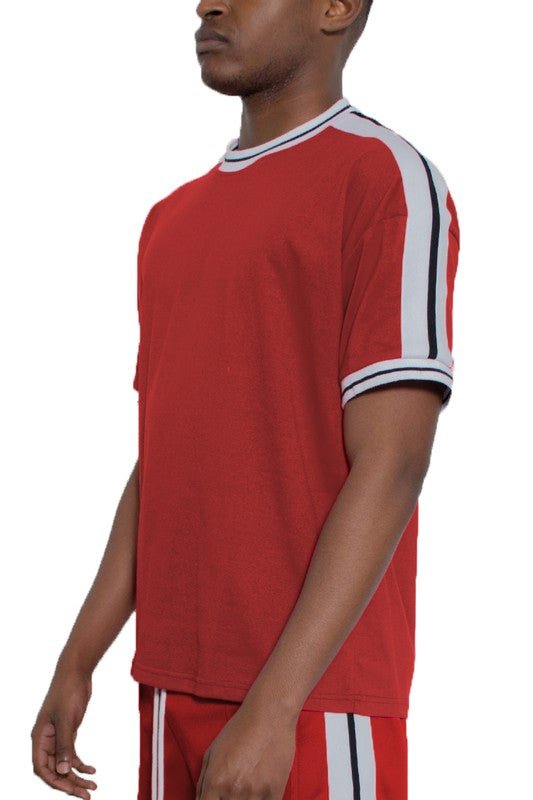 Striped Tape Short Sleeve T-shirt - Blu Lotus Boutique