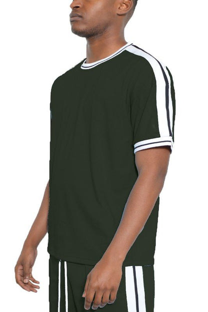 Striped Tape Short Sleeve T-shirt - Blu Lotus Boutique