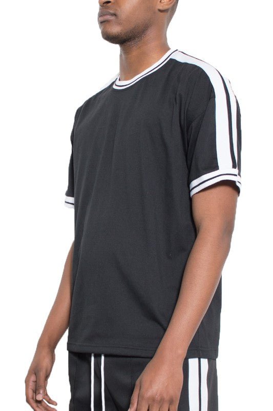 Striped Tape Short Sleeve T-shirt - Blu Lotus Boutique
