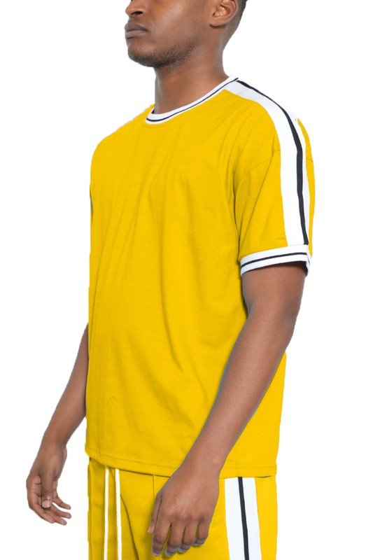 Striped Tape Short Sleeve T-shirt - Blu Lotus Boutique
