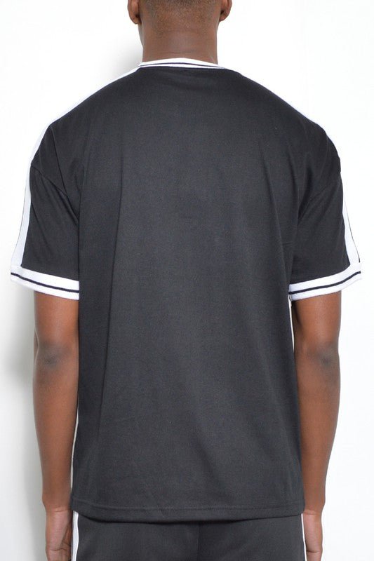 Striped Tape Short Sleeve T-shirt - Blu Lotus Boutique