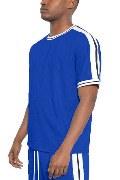 Striped Tape Short Sleeve T-shirt - Blu Lotus Boutique