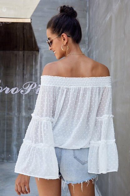 Swiss Dot Off The Shoulder Top - Blu Lotus Boutique