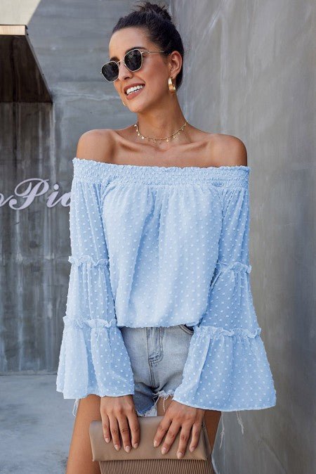 Swiss Dot Off The Shoulder Top - Blu Lotus Boutique