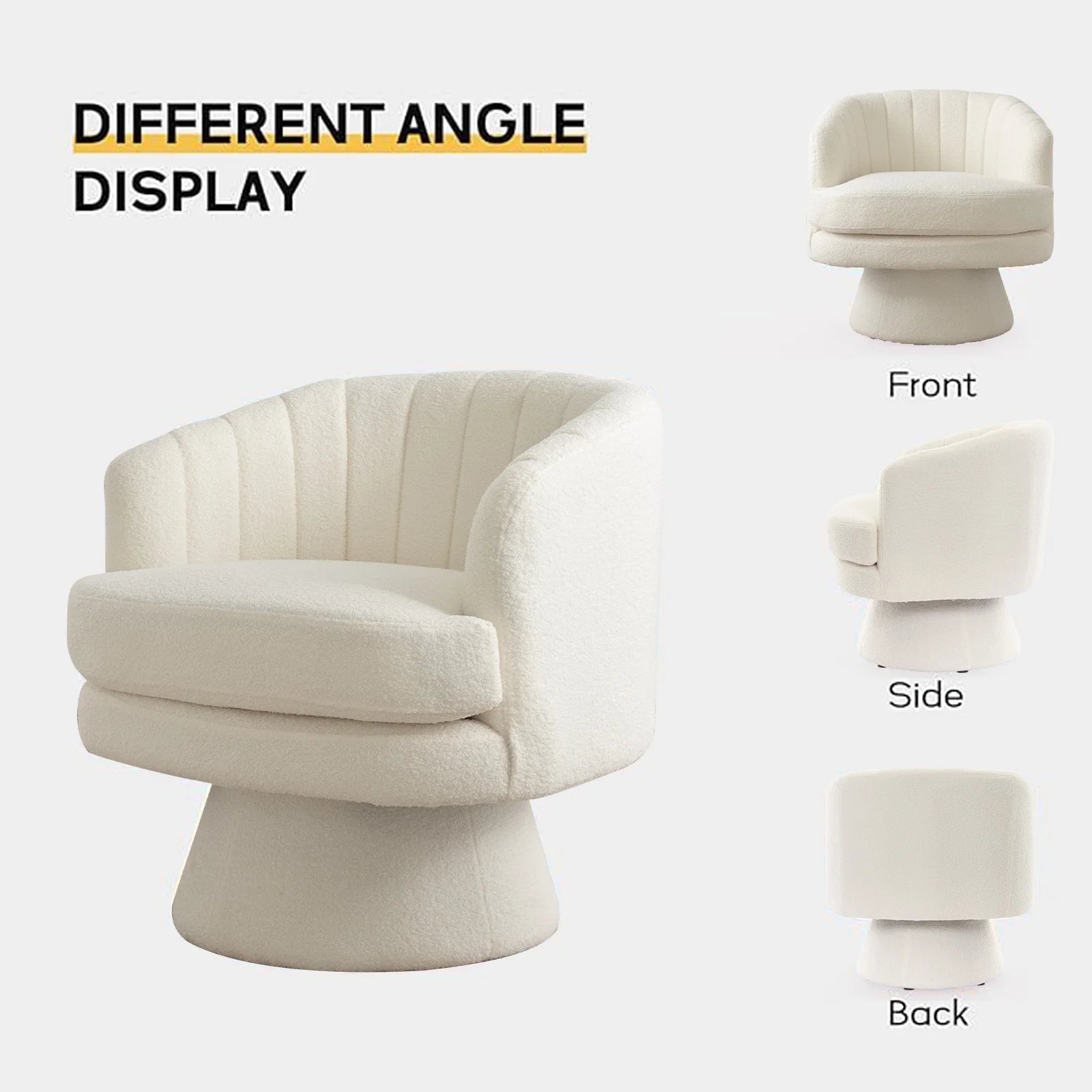 Swivel Accent Chair with Armrest, Modern 360 Degree Swivel Barrel Chair with Curve Back for Living Room,Bedroom,Waiting Room - Blu Lotus Boutique
