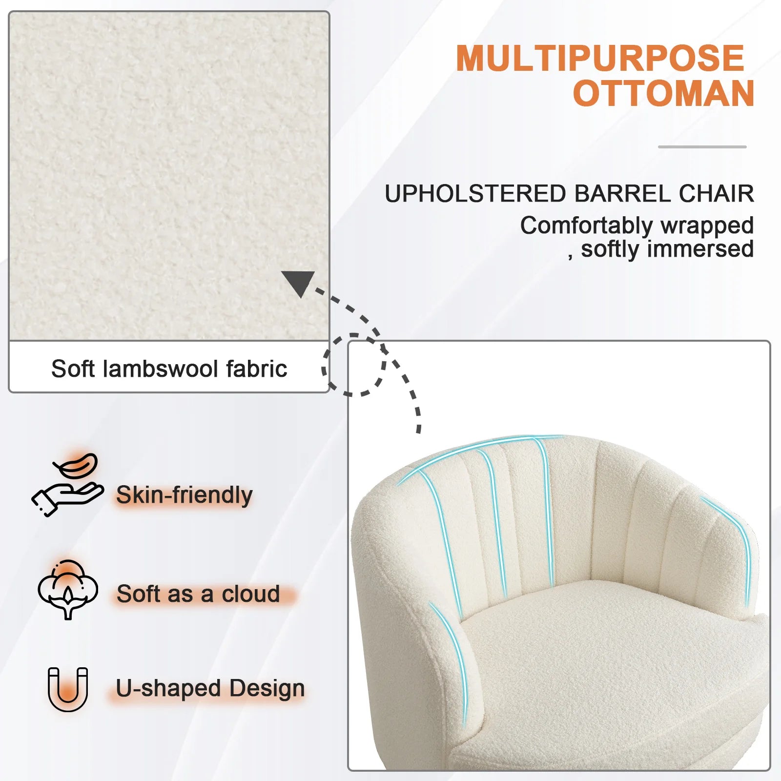 Swivel Accent Chair with Armrest, Modern 360 Degree Swivel Barrel Chair with Curve Back for Living Room,Bedroom,Waiting Room - Blu Lotus Boutique