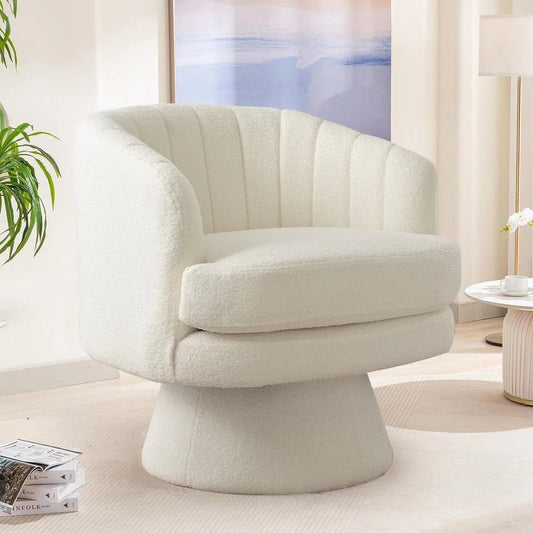 Swivel Accent Chair with Armrest, Modern 360 Degree Swivel Barrel Chair with Curve Back for Living Room,Bedroom,Waiting Room - Blu Lotus Boutique