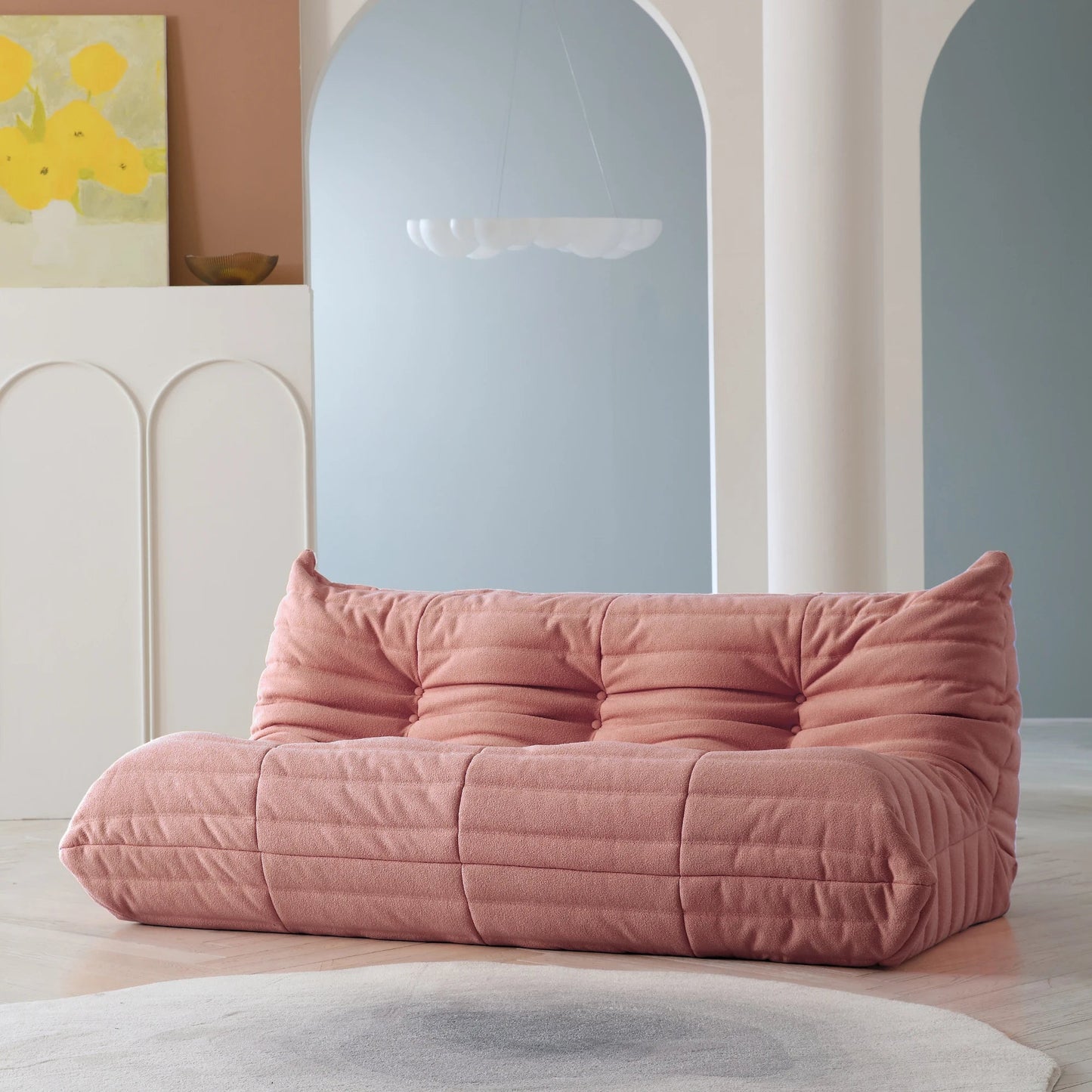 Teddy Fabric Bean Bag Sofas Comfy Lazy Floor Sofa Couch Soft Lounge Chairs Foam - Filled Accent Chair for Living Room Bedroom - Blu Lotus Boutique