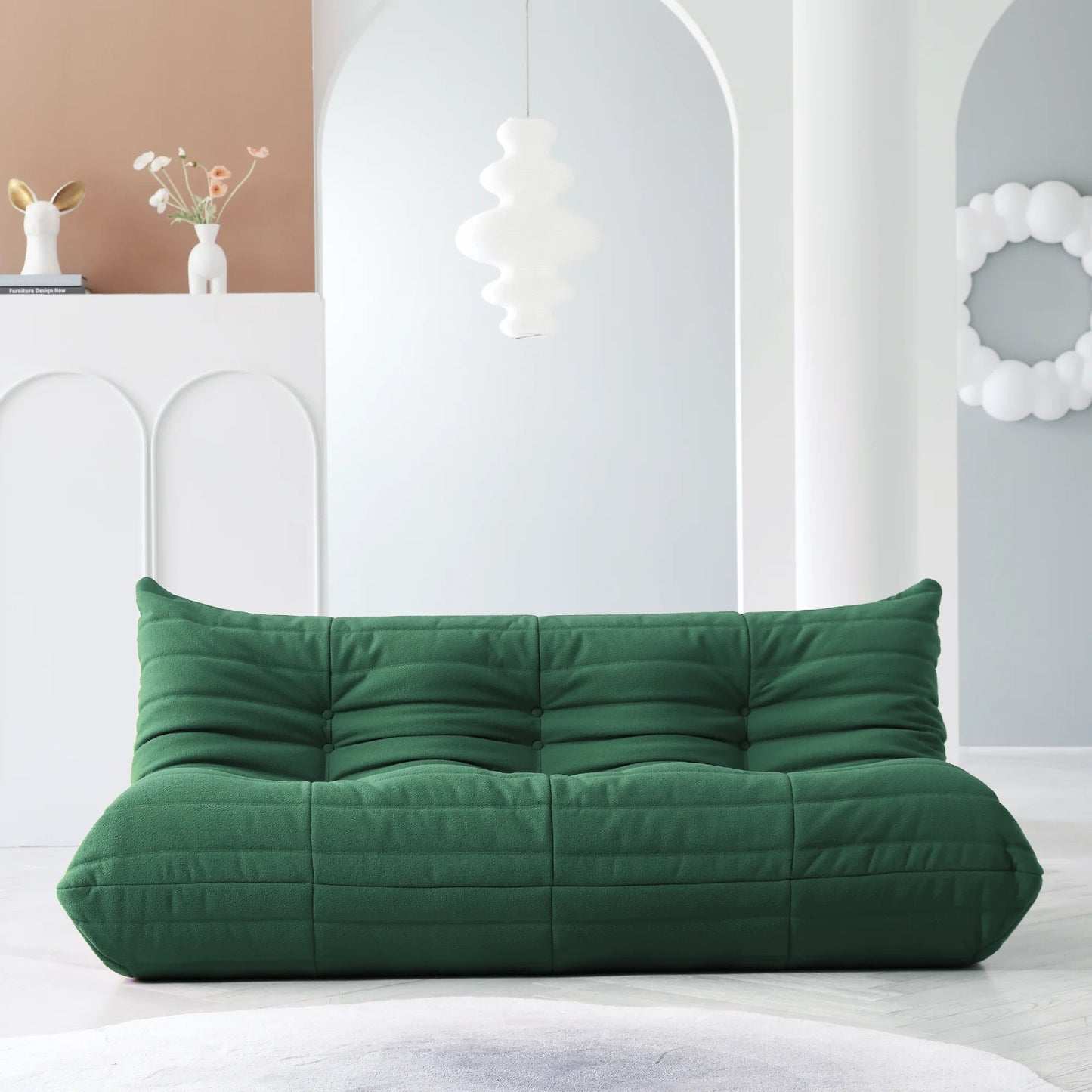 Teddy Fabric Bean Bag Sofas Comfy Lazy Floor Sofa Couch Soft Lounge Chairs Foam - Filled Accent Chair for Living Room Bedroom - Blu Lotus Boutique