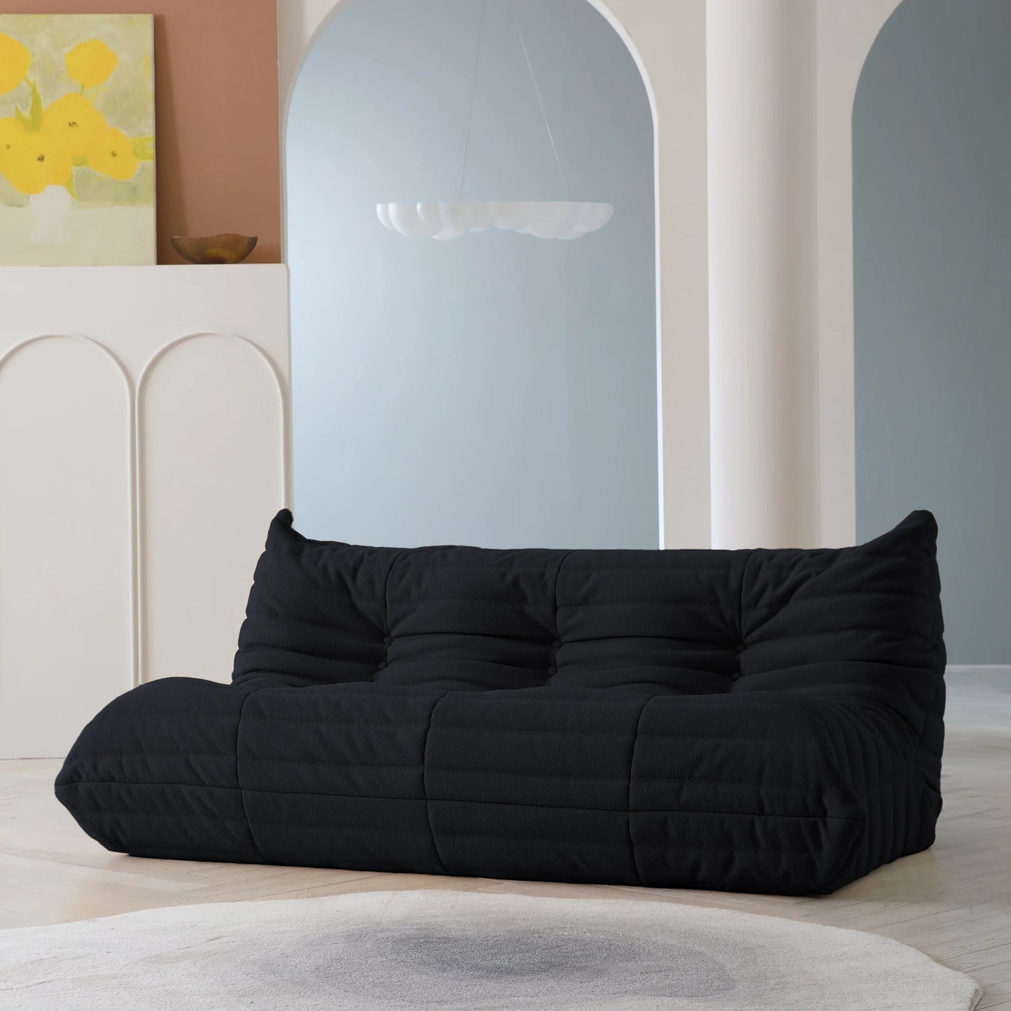 Teddy Fabric Bean Bag Sofas Comfy Lazy Floor Sofa Couch Soft Lounge Chairs Foam - Filled Accent Chair for Living Room Bedroom - Blu Lotus Boutique