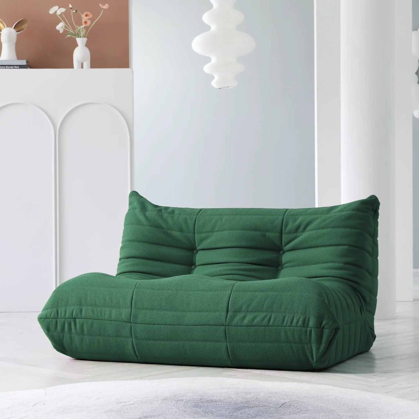 Teddy Fabric Bean Bag Sofas Comfy Lazy Floor Sofa Couch Soft Lounge Chairs Foam - Filled Accent Chair for Living Room Bedroom - Blu Lotus Boutique