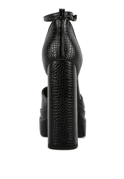 Tempt Me Croc Textured High Heeled Block Sandals - Blu Lotus Boutique