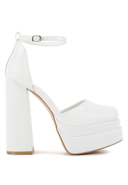 Tempt Me Croc Textured High Heeled Block Sandals - Blu Lotus Boutique