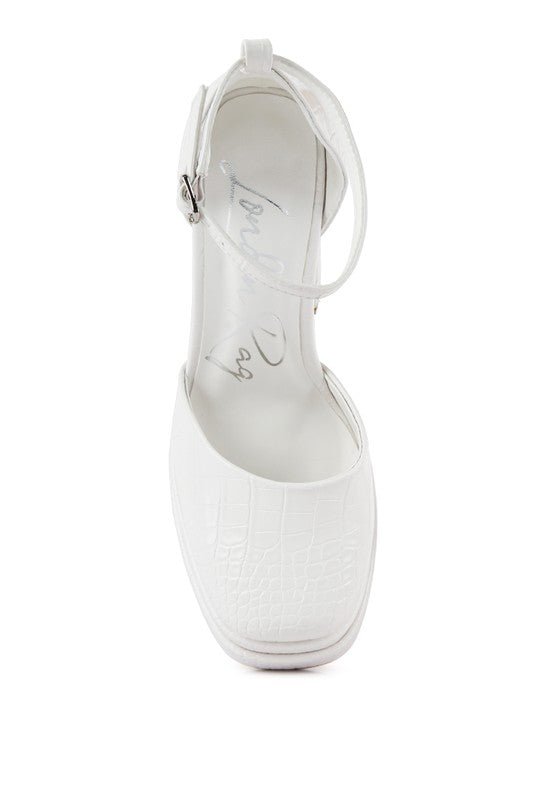 Tempt Me Croc Textured High Heeled Block Sandals - Blu Lotus Boutique