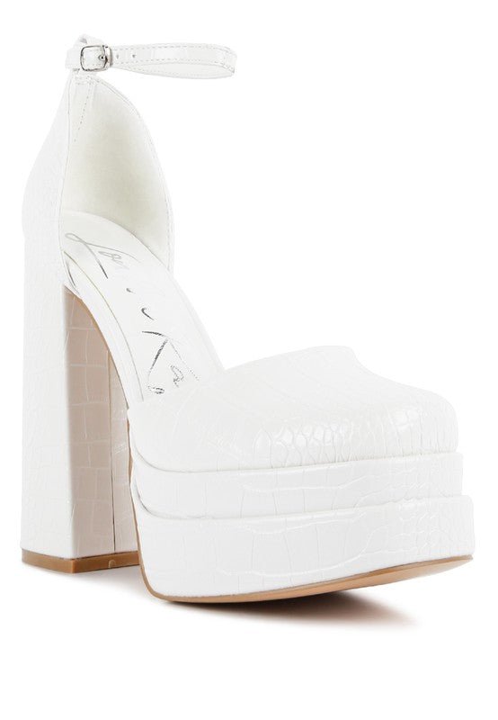 Tempt Me Croc Textured High Heeled Block Sandals - Blu Lotus Boutique