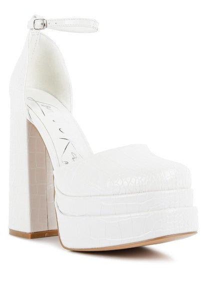 Tempt Me Croc Textured High Heeled Block Sandals - Blu Lotus Boutique