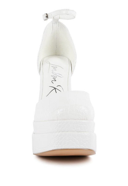 Tempt Me Croc Textured High Heeled Block Sandals - Blu Lotus Boutique