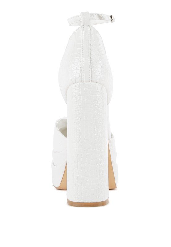 Tempt Me Croc Textured High Heeled Block Sandals - Blu Lotus Boutique