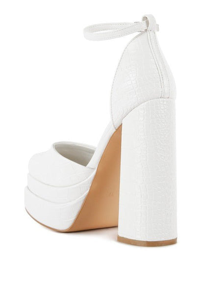 Tempt Me Croc Textured High Heeled Block Sandals - Blu Lotus Boutique