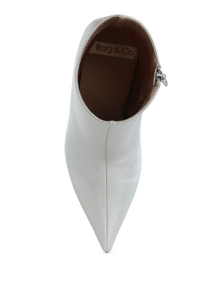 Tentia Metallic Pleather Spool Heel Boots - Blu Lotus Boutique