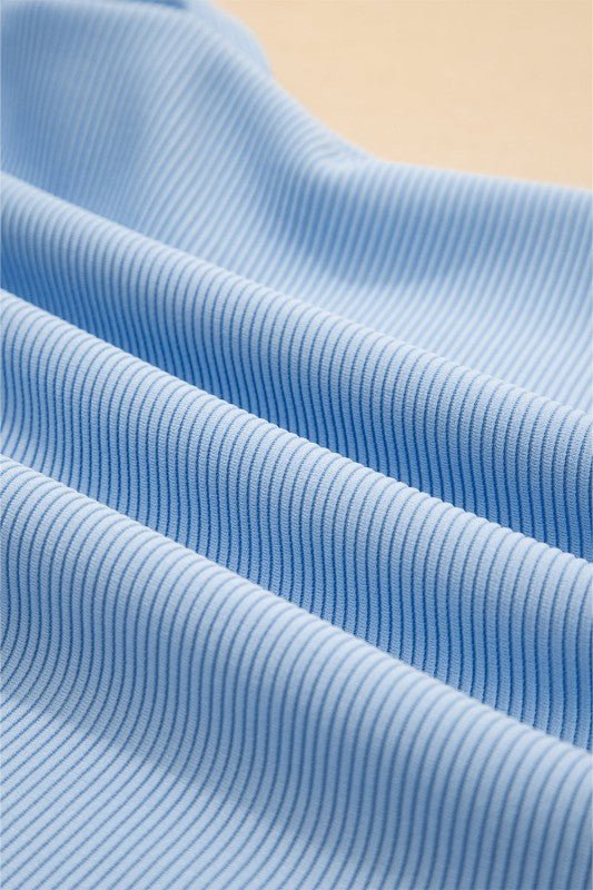 Textured Ruffle Half Zip Top and Pants Set - Blu Lotus Boutique