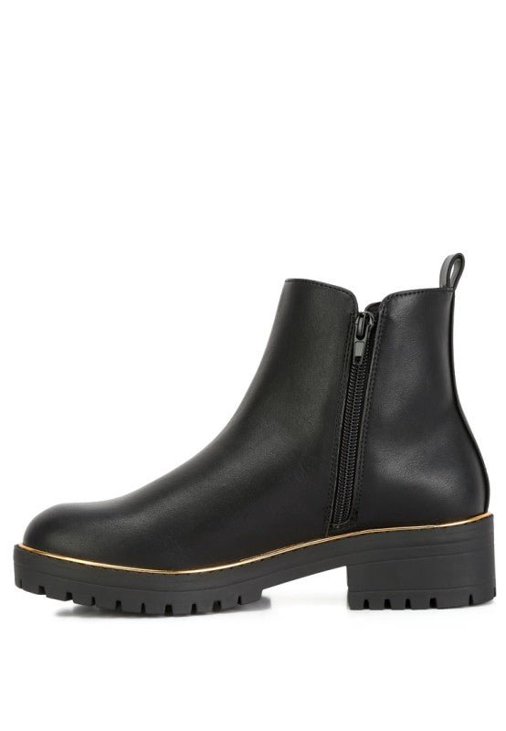 Thorin Metallic Frame Block Heel Boots - Blu Lotus Boutique