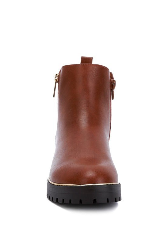 Thorin Metallic Frame Block Heel Boots - Blu Lotus Boutique
