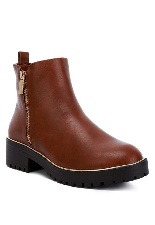 Thorin Metallic Frame Block Heel Boots - Blu Lotus Boutique