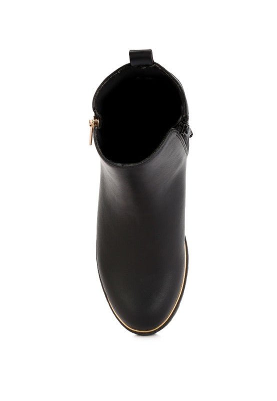 Thorin Metallic Frame Block Heel Boots - Blu Lotus Boutique