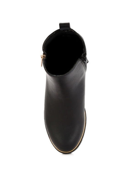 Thorin Metallic Frame Block Heel Boots - Blu Lotus Boutique