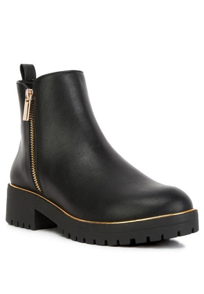 Thorin Metallic Frame Block Heel Boots - Blu Lotus Boutique