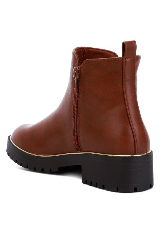 Thorin Metallic Frame Block Heel Boots - Blu Lotus Boutique