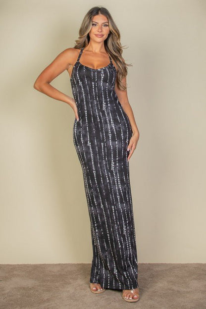 Tie Dye Printed Cami Bodycon Maxi Dress - Blu Lotus Boutique