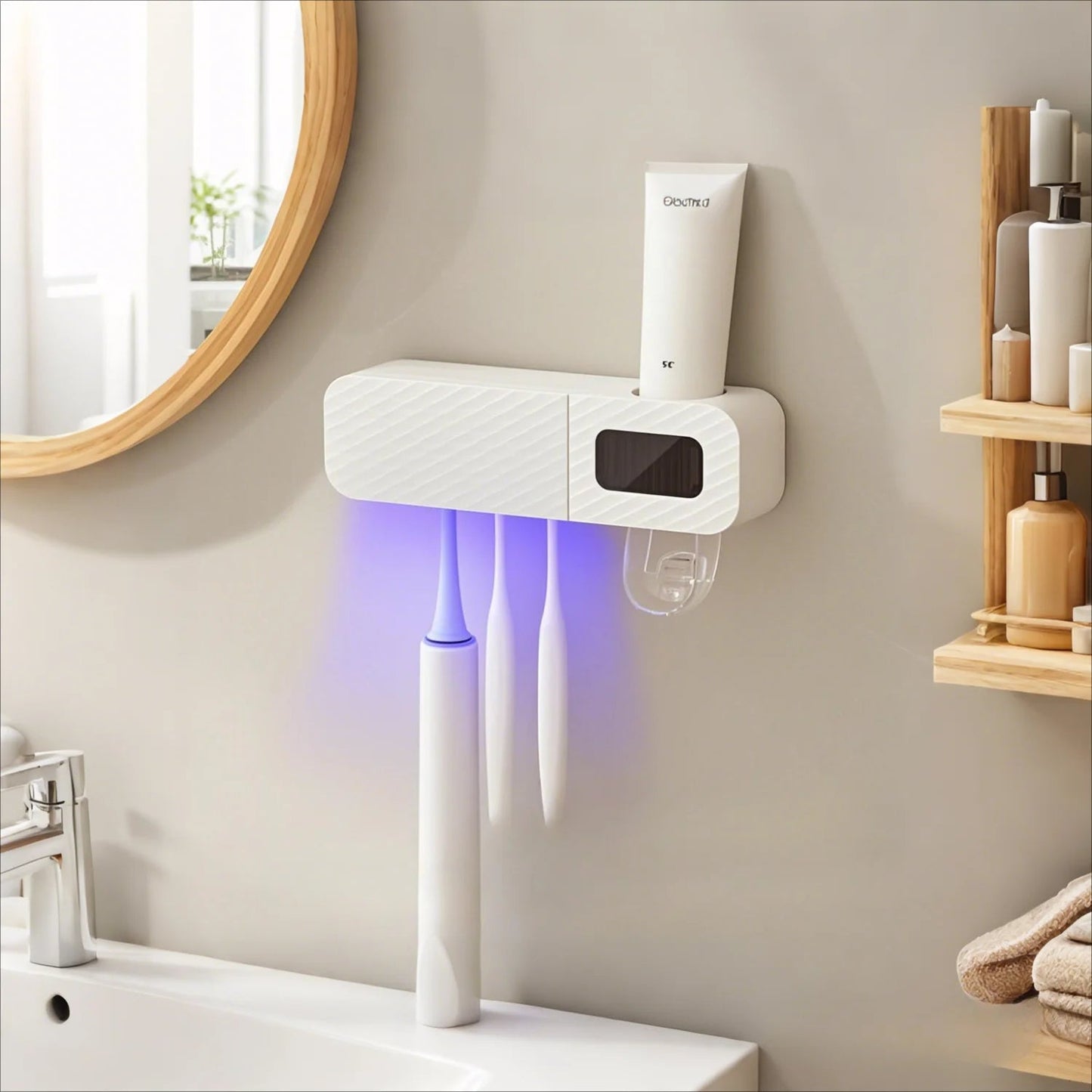 Toothbrush holder wall mounted automatic toothpaste squeezer storage rack bathroom accessories toothpaste dispenser - Blu Lotus Boutique