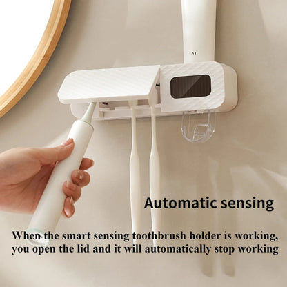 Toothbrush holder wall mounted automatic toothpaste squeezer storage rack bathroom accessories toothpaste dispenser - Blu Lotus Boutique