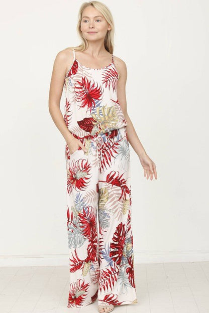 Tropical Spaghetti Strap Jumpsuit - Blu Lotus Boutique
