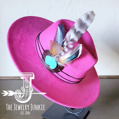 Turkey Feather&Turquoise Slab Hatband Choice Hat - Blu Lotus Boutique