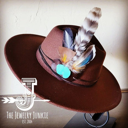Turkey Feather&Turquoise Slab Hatband Choice Hat - Blu Lotus Boutique