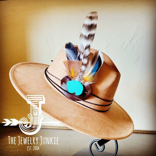 Turkey Feather&Turquoise Slab Hatband Choice Hat - Blu Lotus Boutique