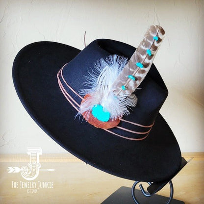 Turq Accent TurkeyFeather HatBand & Choice of Hat - Blu Lotus Boutique