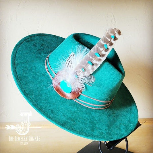 Turq Accent TurkeyFeather HatBand & Choice of Hat - Blu Lotus Boutique