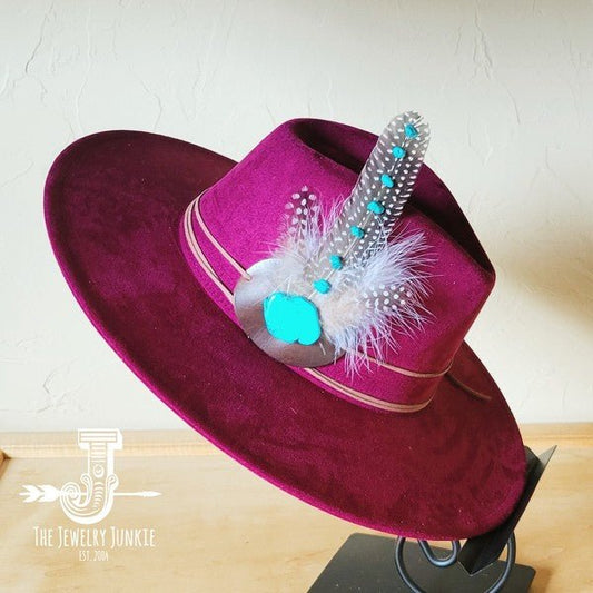 TurquAccent GuineaFeather Hatband/Choice of Hat - Blu Lotus Boutique