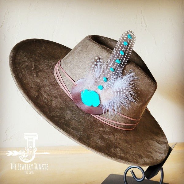 TurquAccent GuineaFeather Hatband/Choice of Hat - Blu Lotus Boutique
