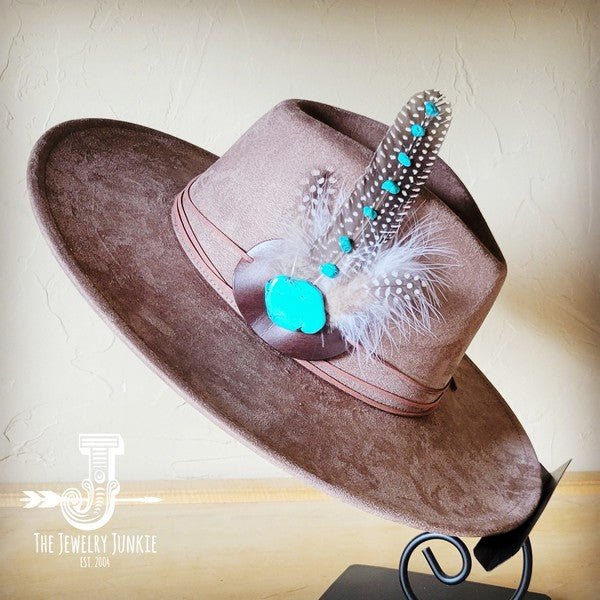 TurquAccent GuineaFeather Hatband/Choice of Hat - Blu Lotus Boutique