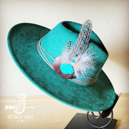 TurquAccent GuineaFeather Hatband/Choice of Hat - Blu Lotus Boutique