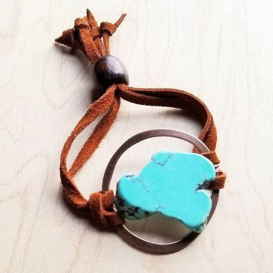 Turquoise Bracelet Stone Slab & Adjustable Ties - Blu Lotus Boutique