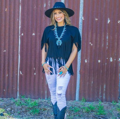 Turquoise Squash Blossom Necklace w Short Tassel - Blu Lotus Boutique